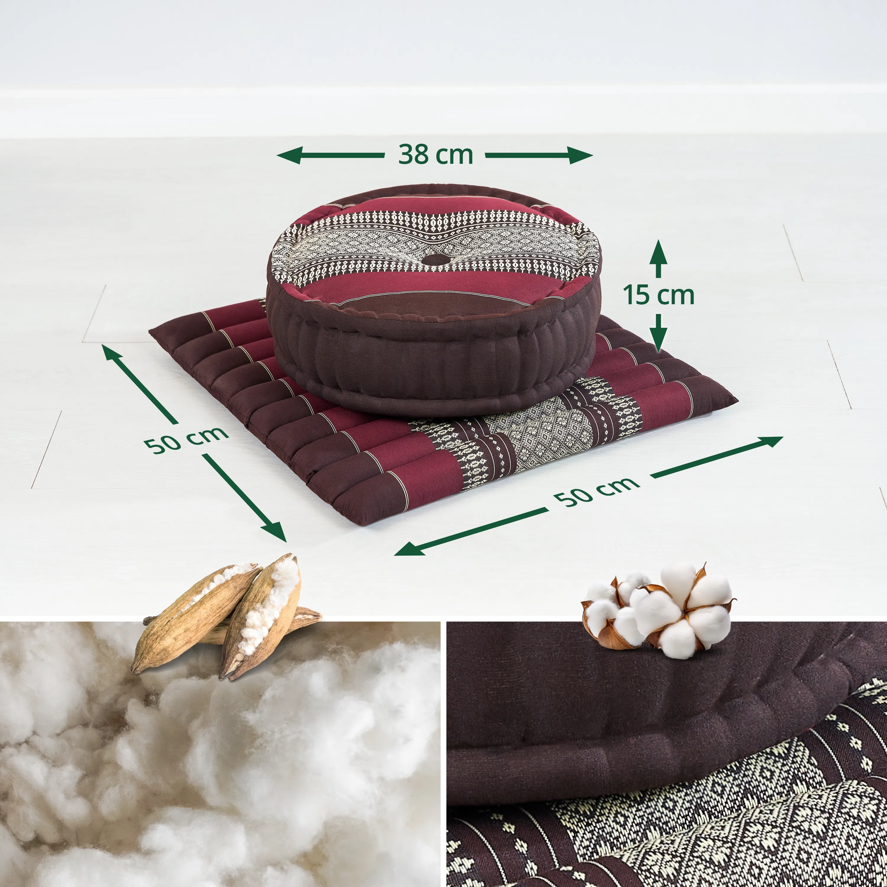 Kapok meditatiekussen set L