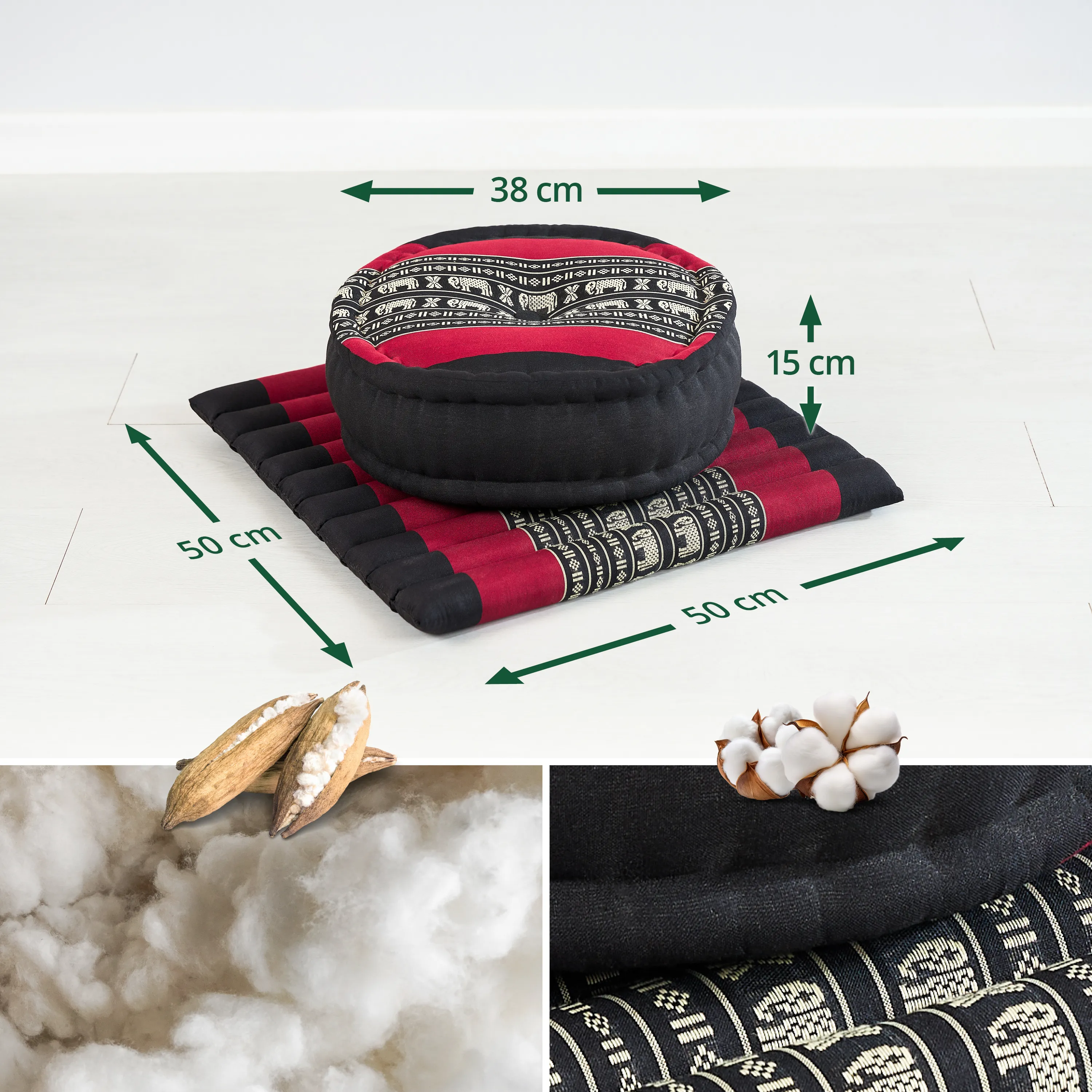 Kapok meditatiekussen set L