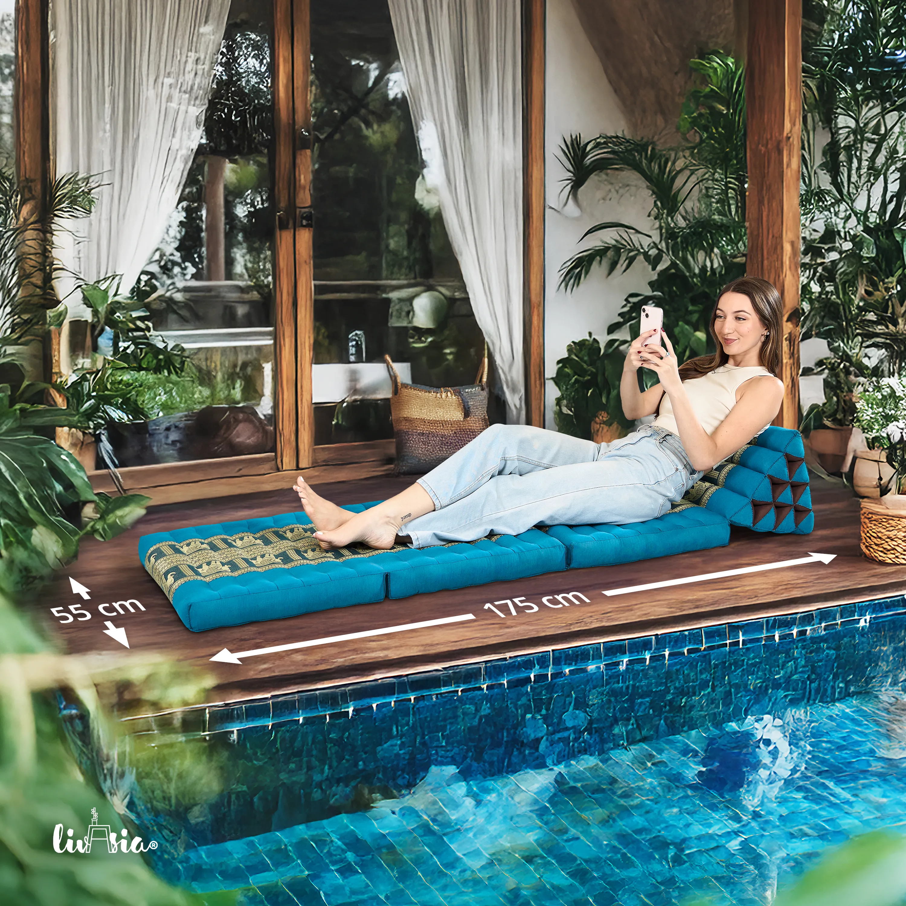 Kapok Thais kussen met 3 vloerdelen, Deluxe