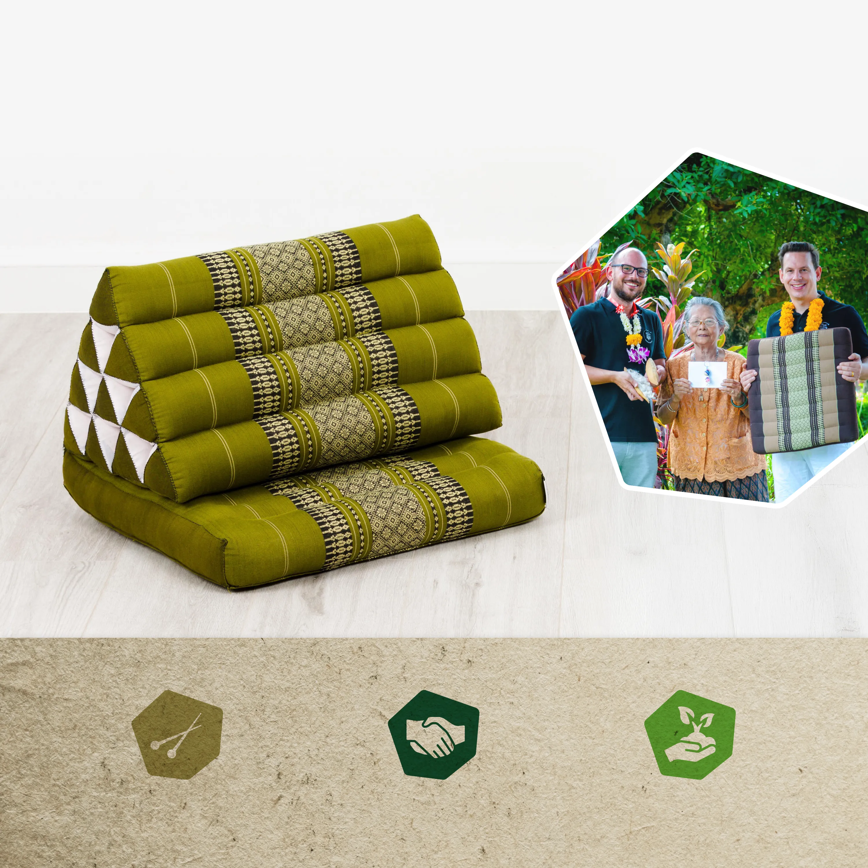 Kapok Thais kussen met 1 vloerdeel