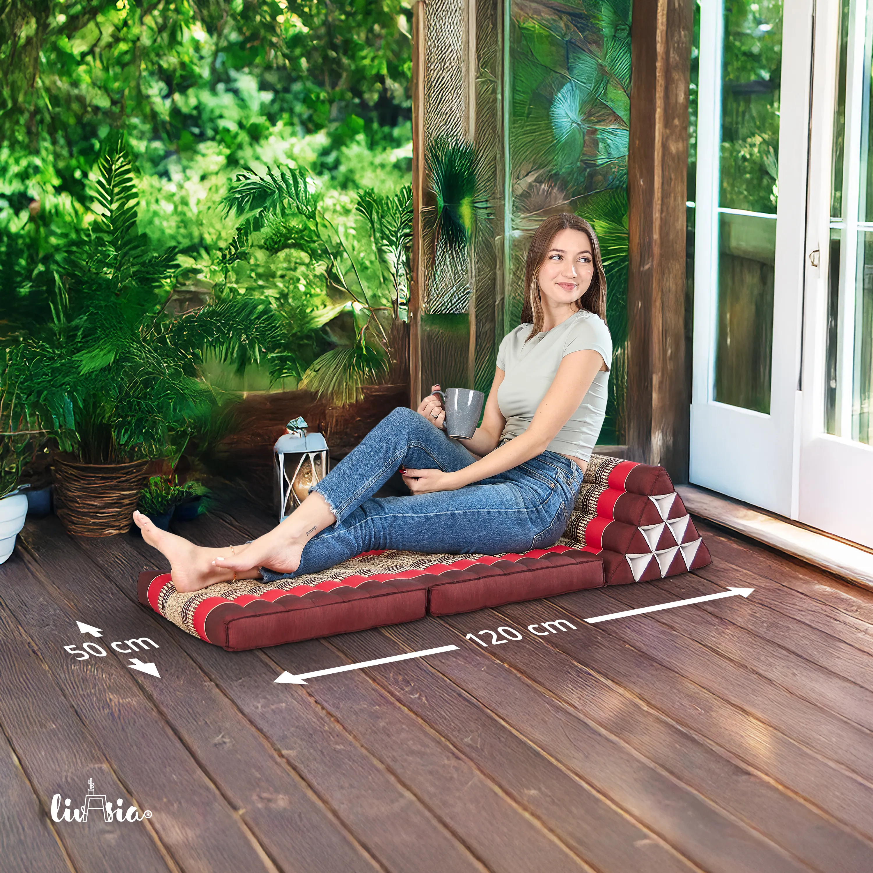 Kapok Thais kussen met 2 vloerdelen