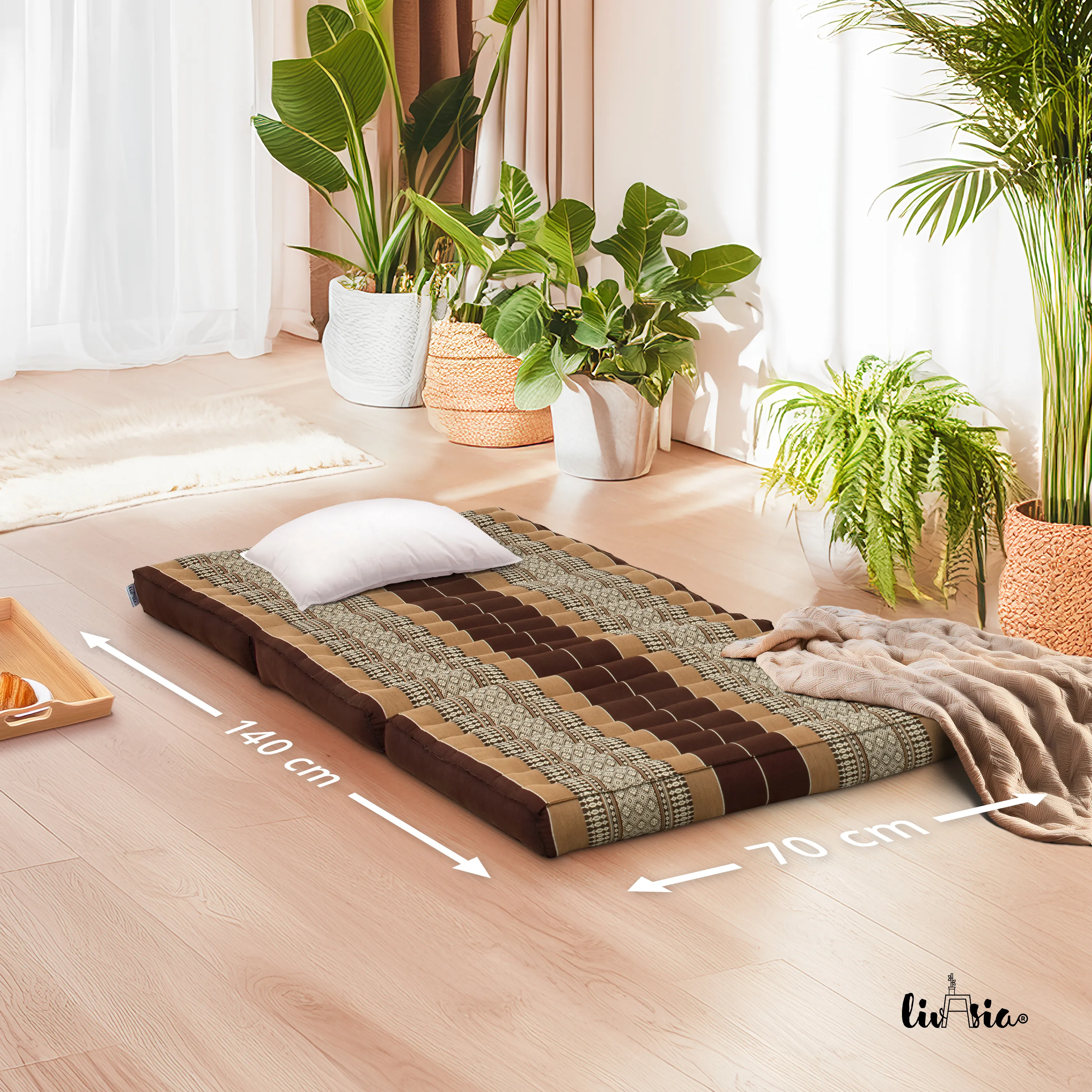 Kapok opklapbaar kindermatras, 70 cm breed