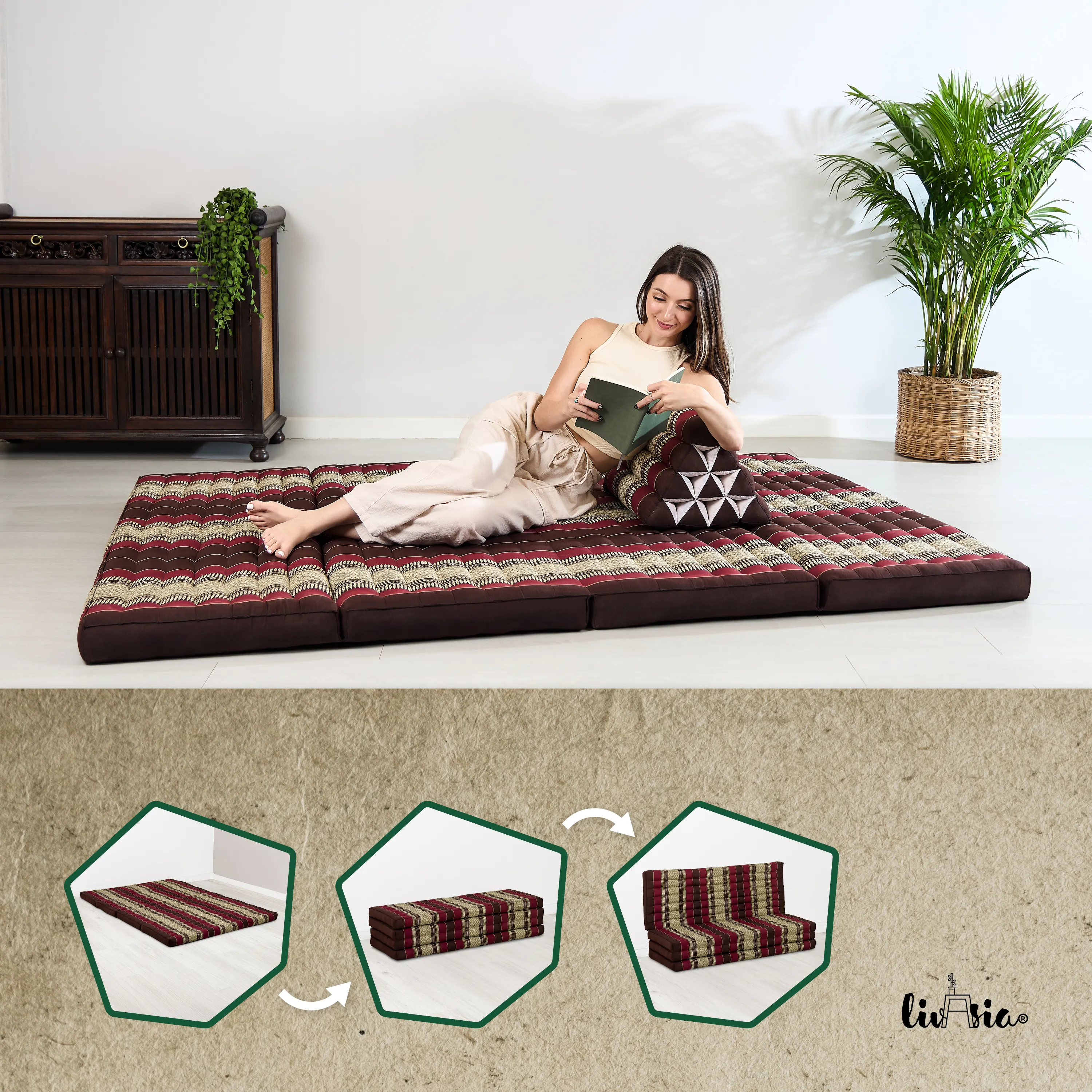 Kapok opklapmatras, 140 cm breed, Classic