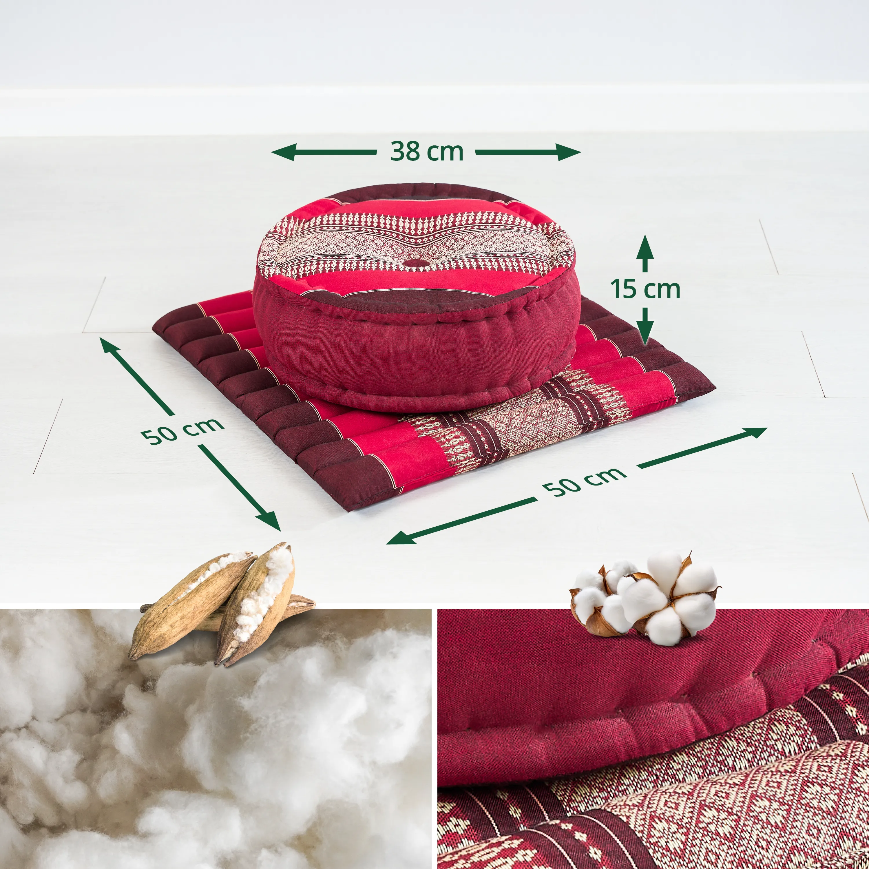 Kapok meditatiekussen set L