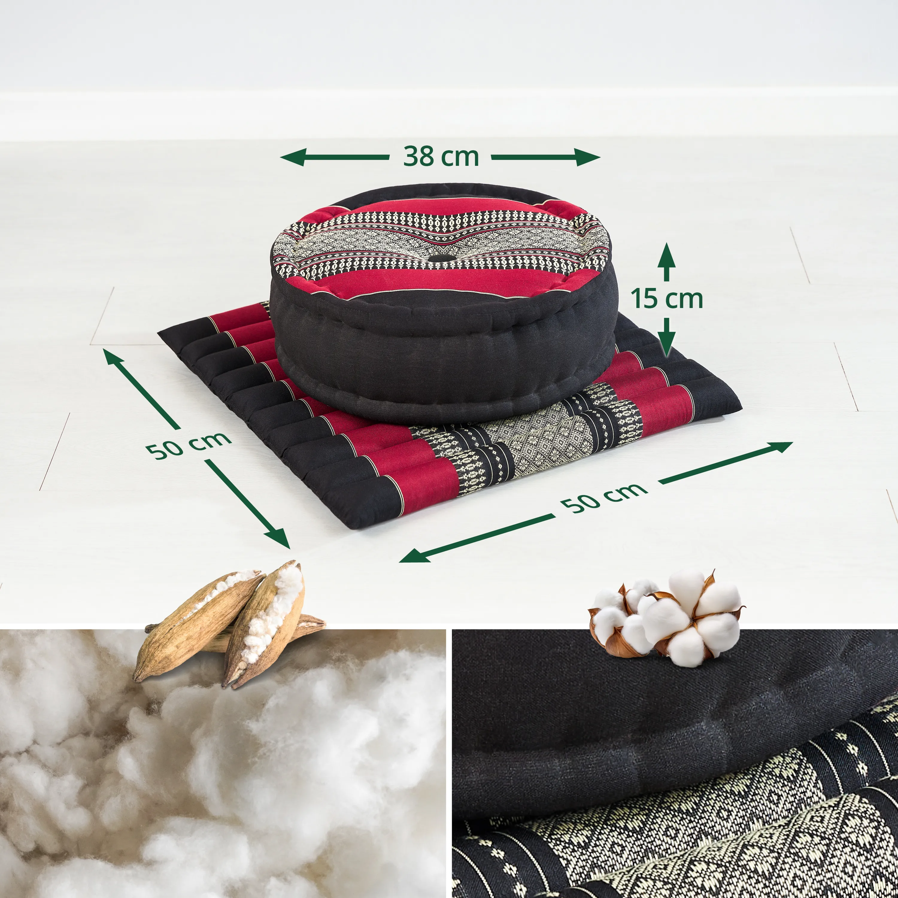 Kapok meditatiekussen set L