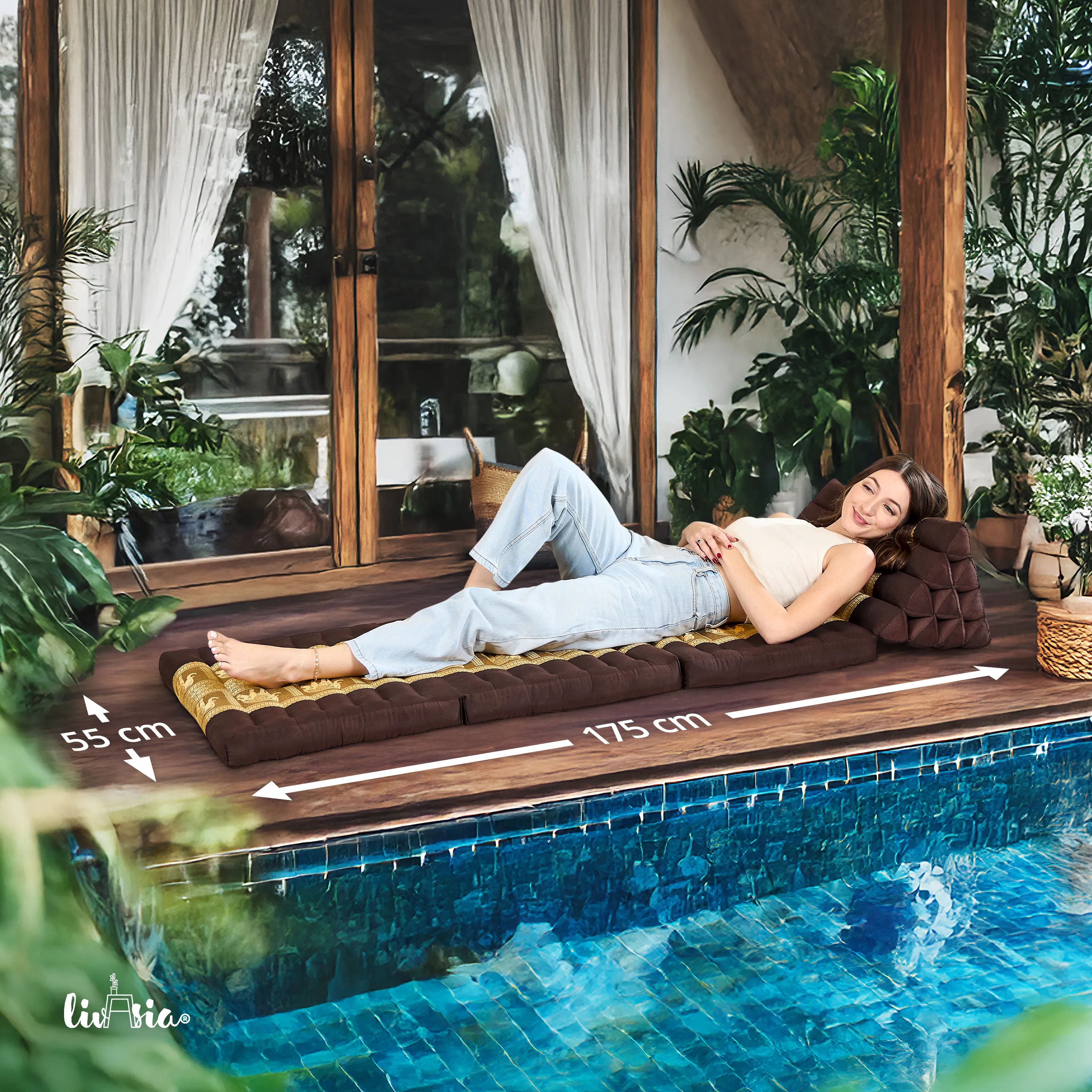 Kapok Thais kussen met 3 vloerdelen, Deluxe