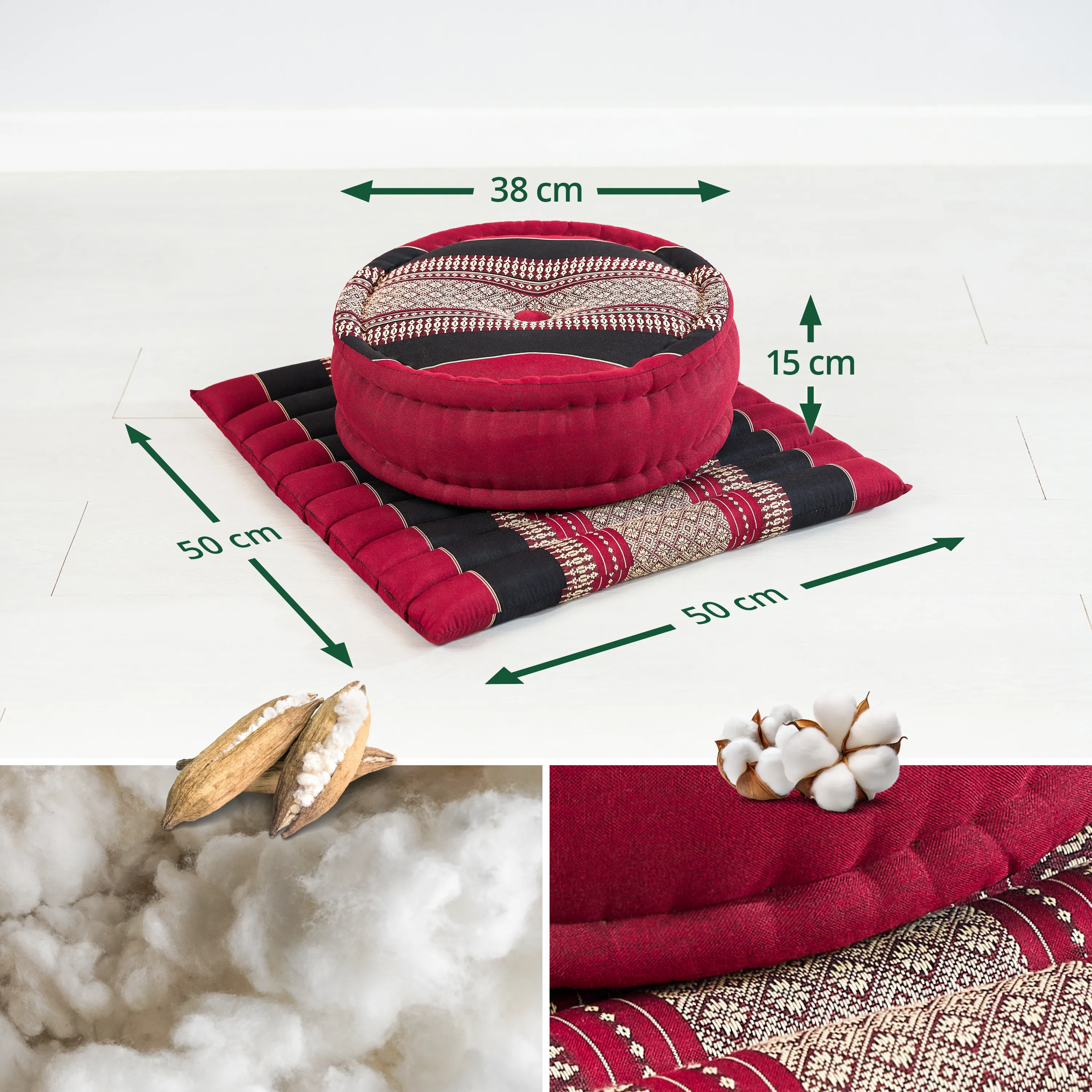 Kapok meditatiekussen set L