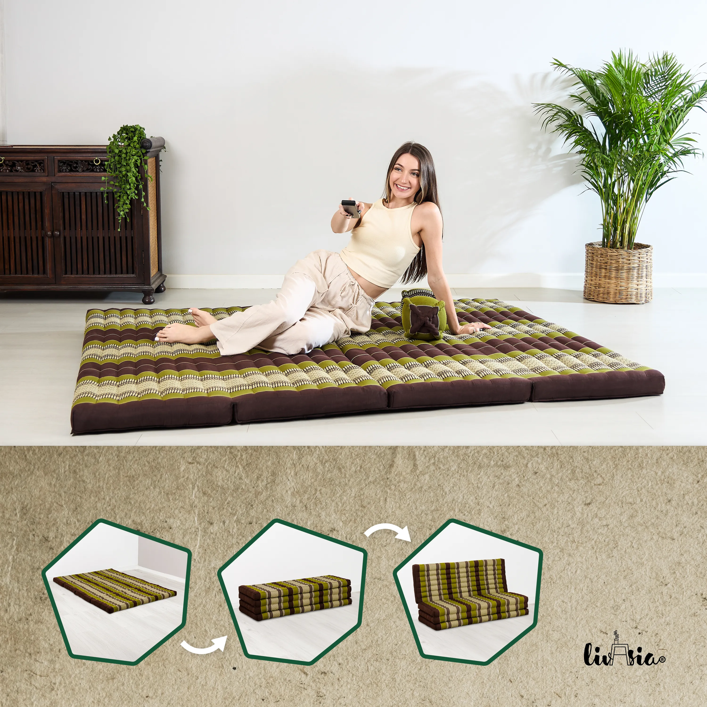 Kapok opklapmatras, 140 cm breed, Classic
