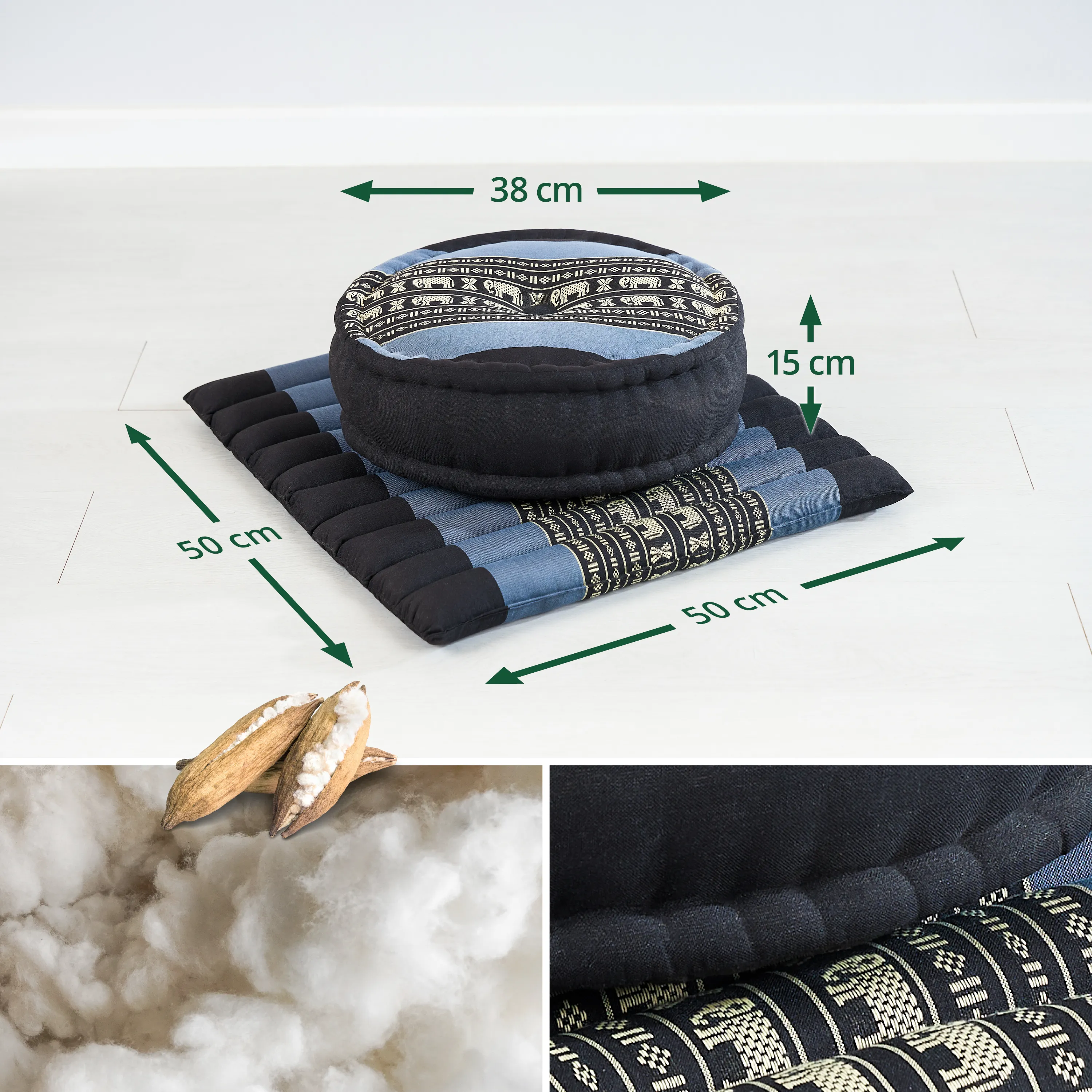 Kapok meditatiekussen set L