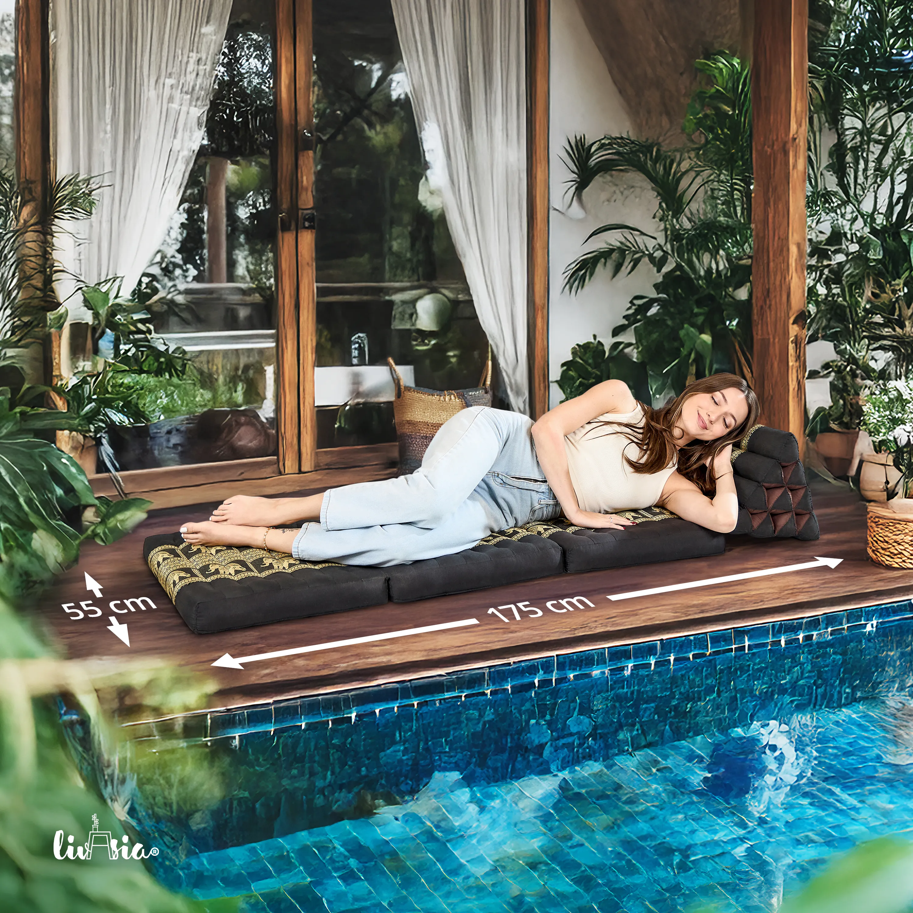 Kapok Thais kussen met 3 vloerdelen, Deluxe